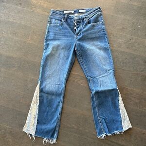 Pilcro and the Letterpress Blue Flare Jeans with silver sequins